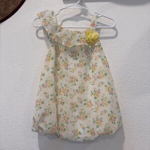 Nannette Cream Floral One-Shoulder Romper with Pink and Yellow Blooms Springtime